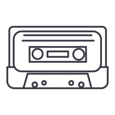 ses teyp vektör satırı simgesi, işaret, resimde arka planda, düzenlenebilir vuruş