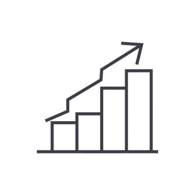 çubuklar yükselen grafiği vektör satırı simgesi, işaret, resimde arka planda, düzenlenebilir vuruş