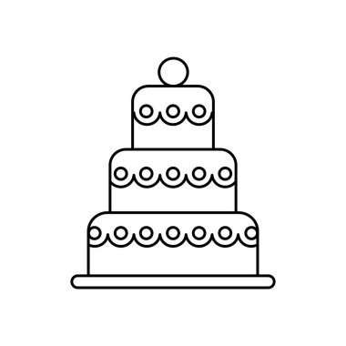 büyük düğün pastası vektör satırı simgesi, işaret, resimde arka planda, düzenlenebilir vuruş
