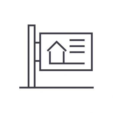 Billboard vektör satırı simgesi, işaret, resimde arka planda, düzenlenebilir vuruş