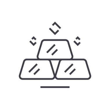 milyar altın barlar vektör satırı simgesi, işaret, resimde arka planda, düzenlenebilir vuruş