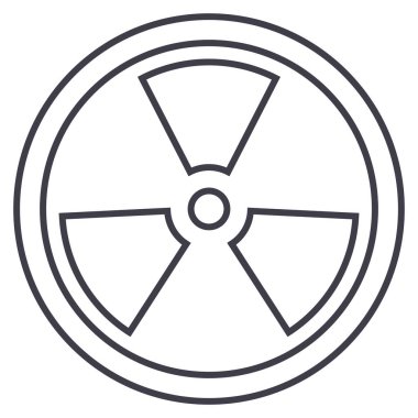 Biohazard, tehlikeli radyasyon vektör satırı simgesi, işaret, resimde arka planda, düzenlenebilir vuruş