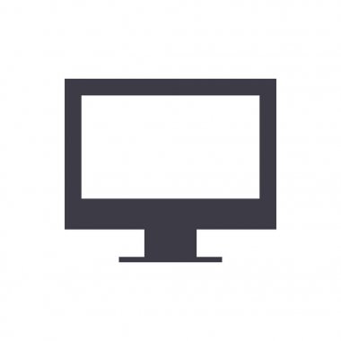 siyah monitör vektör satırı simgesi, işaret, resimde arka planda, düzenlenebilir vuruş