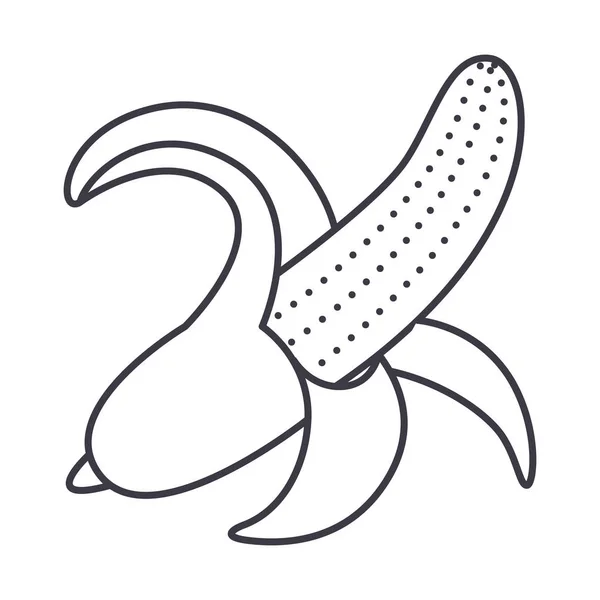 Banana vector line icon, segno, illustrazione su sfondo, tratti modificabili — Vettoriale Stock