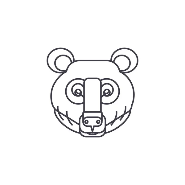 Medvěd ikona čáry hlavy vektor, znamení, obrázek na pozadí, upravitelné tahy — Stockový vektor