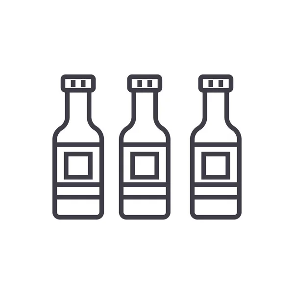 ビール瓶ベクター線アイコン、記号、背景、編集可能なストロークの図 — ストックベクタ