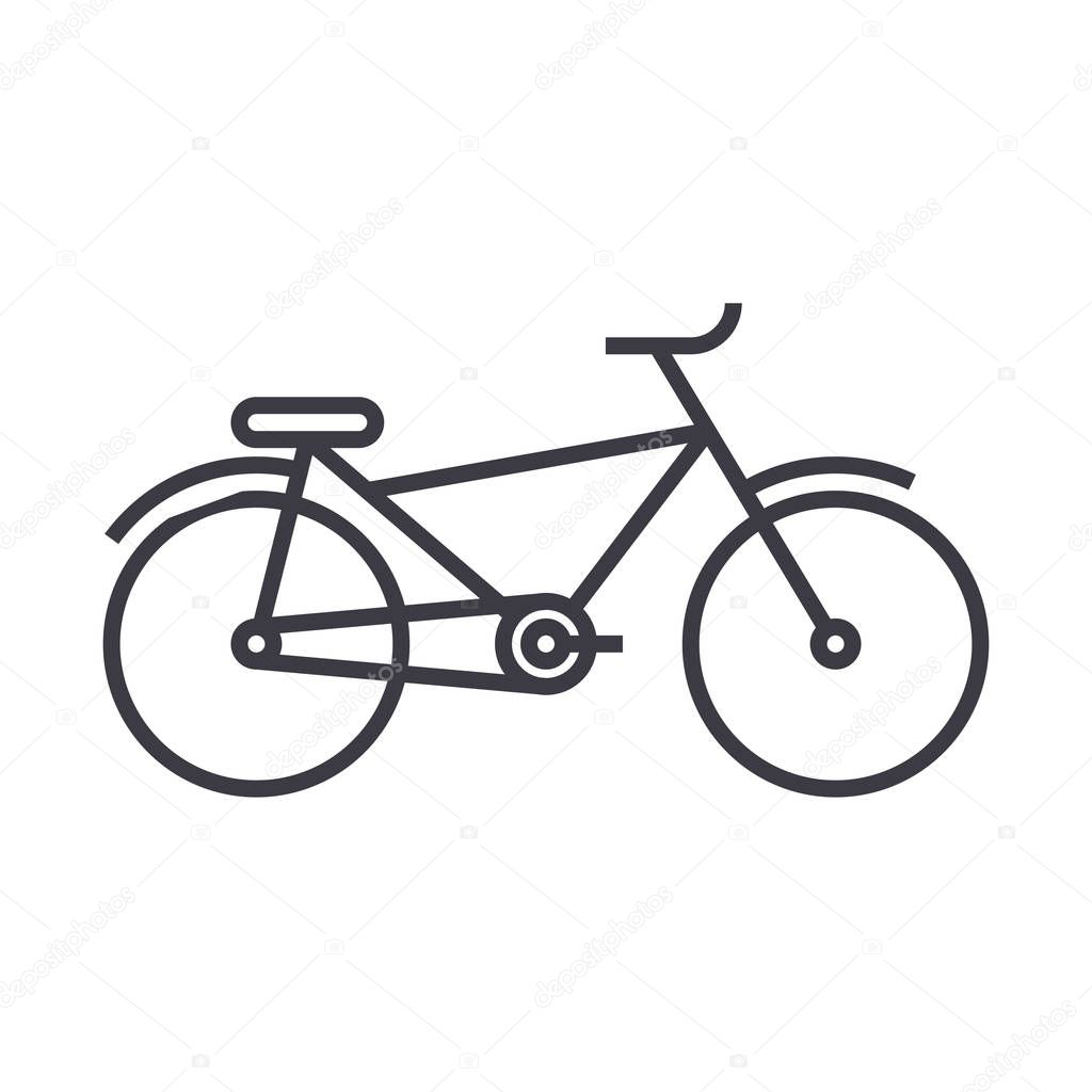 bicycle vector line icon, sign, illustration on background, editable strokes