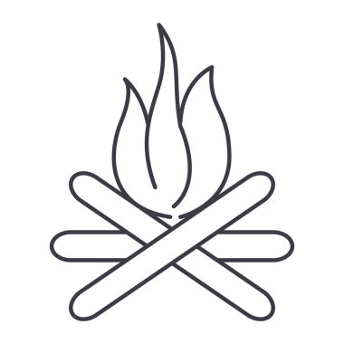 şenlik ateşi vektör satırı simgesi, işaret, resimde arka planda, düzenlenebilir vuruş