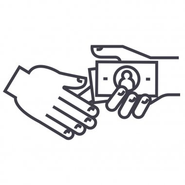 rüşvet, bahşiş, emeklilik vektör satırı simgesi, işaret, resimde arka planda, düzenlenebilir vuruş