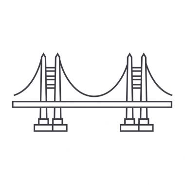 Köprü vektör satırı simgesi, işaret, resimde arka planda, düzenlenebilir vuruş