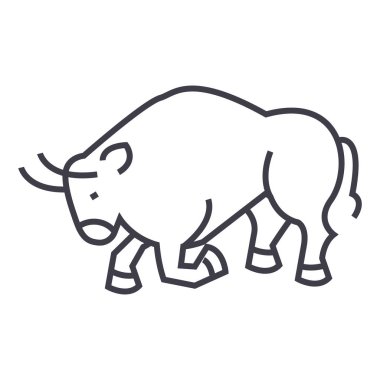 boğa mücadele, İspanya vektör satırı simgesi, işaret, resimde arka planda, düzenlenebilir vuruş