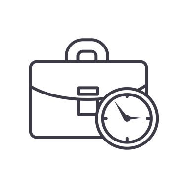 zaman vektör satırı simgesi, işaret, resimde arka planda, düzenlenebilir darbeleri ile iş durum