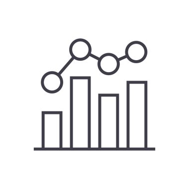 iş grafik çubuk grafik vektör satırı simgesi, işaret, resimde arka planda, düzenlenebilir vuruş