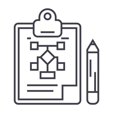 iş planı, kalem, Pano vektör satırı simgesi, işaret, resimde arka planda, düzenlenebilir vuruş