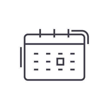 Takvim vektör satırı simgesi, işaret, resimde arka planda, düzenlenebilir vuruş