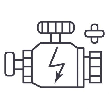 araba motoru işareti satırı simgesi, işaret, arka planda, düzenlenebilir vuruş illüstrasyon vektör