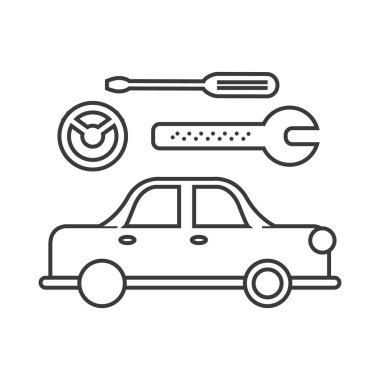 Araba Servisi işareti satırı simgesi, işaret, arka planda, düzenlenebilir vuruş illüstrasyon vektör