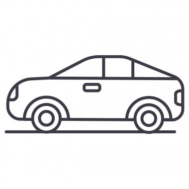 Araba, araç, otomobil vektör satırı simgesi, işaret, resimde arka planda, düzenlenebilir vuruş