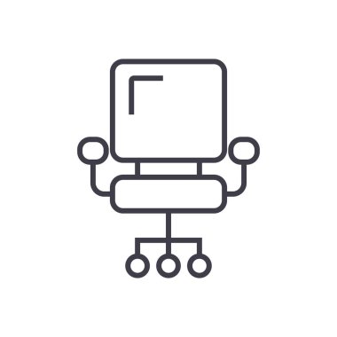 CEO ofis sandalye vektör satırı simgesi, işaret, resimde arka planda, düzenlenebilir vuruş