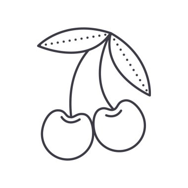 kiraz vektör satırı simgesi, işaret, resimde arka planda, düzenlenebilir vuruş