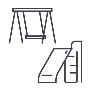 satırı simgesi, işaret, arka planda, düzenlenebilir vuruş illüstrasyon vektör çocuk slayt ve salıncak