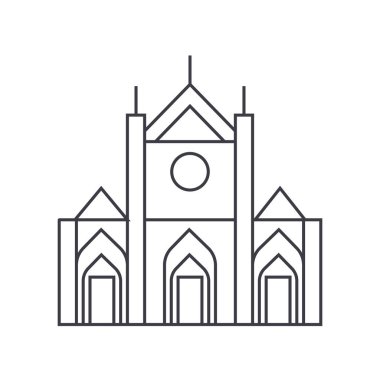 Kilise işareti satırı simgesi, işaret, arka planda, düzenlenebilir vuruş illüstrasyon vektör