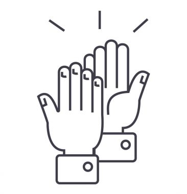 alkışlayan eller satırı simgesi, işaret, arka planda, düzenlenebilir vuruş illüstrasyon vektör