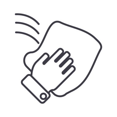 Temizleme el, yıkama bez vektör satırı simgesi, işaret, resimde arka planda, düzenlenebilir vuruş