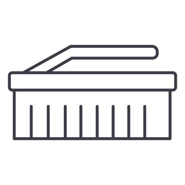 Temizleme fırçası vektör satırı simgesi, işaret, resimde arka planda, düzenlenebilir vuruş