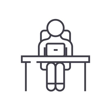 danışmanlık, Resepsiyon, vektör satırı simgesi, işaret, resimde arka planda, düzenlenebilir vuruş çalışma