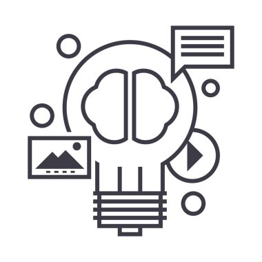 içerik pazarlama vektör satırı simgesi, işaret, resimde arka planda, düzenlenebilir vuruş