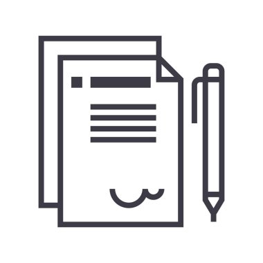 sözleşme vektör satırı simgesi, işaret, resimde arka planda, düzenlenebilir vuruş