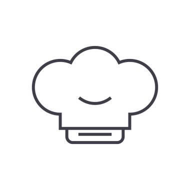 yemek şapka vektör satırı simgesi, işaret, resimde arka planda, düzenlenebilir vuruş