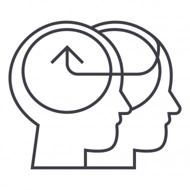 Kooperatif insan kafaları, kolektif karar vektör satırı simgesi, işaret, resimde arka planda, düzenlenebilir vuruş