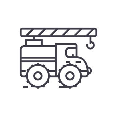 Vinç kolu araba vektör satırı simgesi, işaret, resimde arka planda, düzenlenebilir vuruş