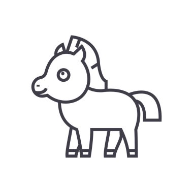 sevimli yavru at vektör satırı simgesi, işaret, resimde arka planda, düzenlenebilir vuruş