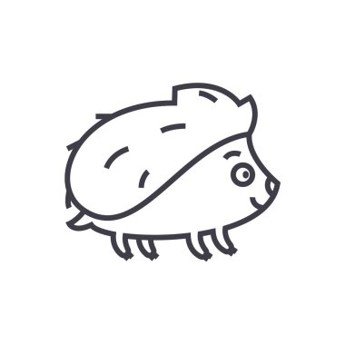 sevimli hedgehong vektör satırı simgesi, işaret, resimde arka planda, düzenlenebilir vuruş