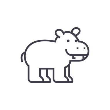 sevimli hippo vektör satırı simgesi, işaret, resimde arka planda, düzenlenebilir vuruş