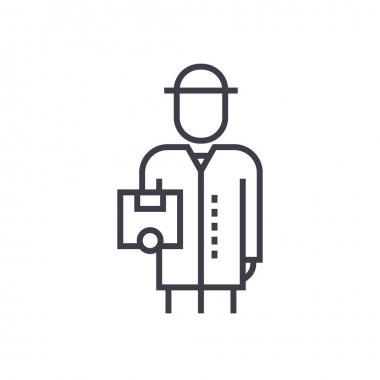 teslimatçı kutusu vektör satırı simgesi, işaret, resimde arka planda, düzenlenebilir vuruşları ile