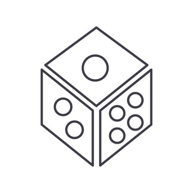 zar, oyun küp vektör satırı simgesi, işaret, resimde arka planda, düzenlenebilir vuruş