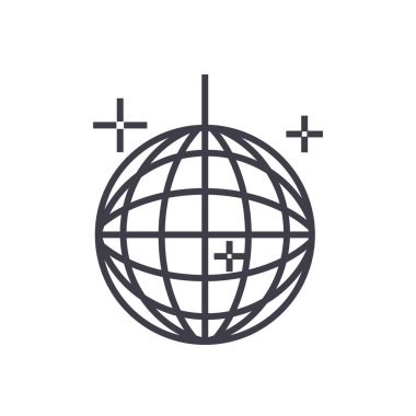 disko topu, parti vektör satırı simgesi, işaret, resimde arka planda, düzenlenebilir vuruş