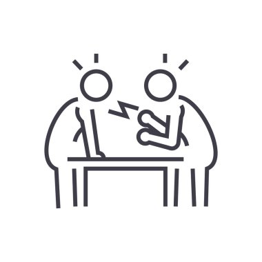 anlaşmazlık, tartışma, konuşma vektör satırı simgesi, işaret, resimde arka planda, düzenlenebilir vuruş