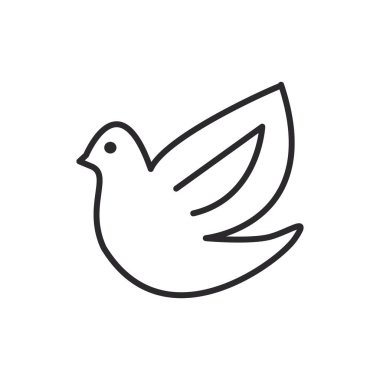 Güvercin, kuş vektör satırı simgesi, işaret, resimde arka planda, düzenlenebilir vuruş