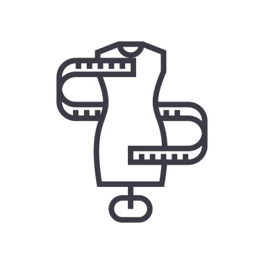 elbise boyutu, boyutlandırma vektör satırı simgesi, işaret, resimde arka planda, düzenlenebilir vuruş