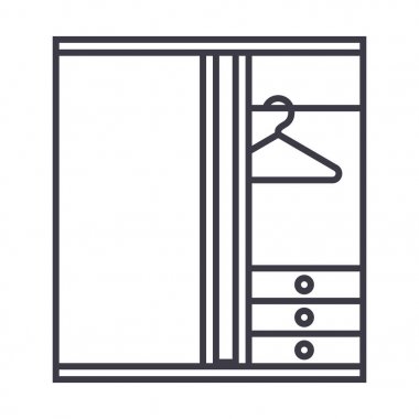 soyunma odası vektör satırı simgesi, işaret, resimde arka planda, düzenlenebilir vuruş