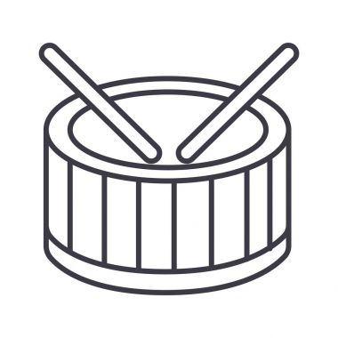 davul satırı simgesi, işaret, arka planda, düzenlenebilir vuruş illüstrasyon vektör