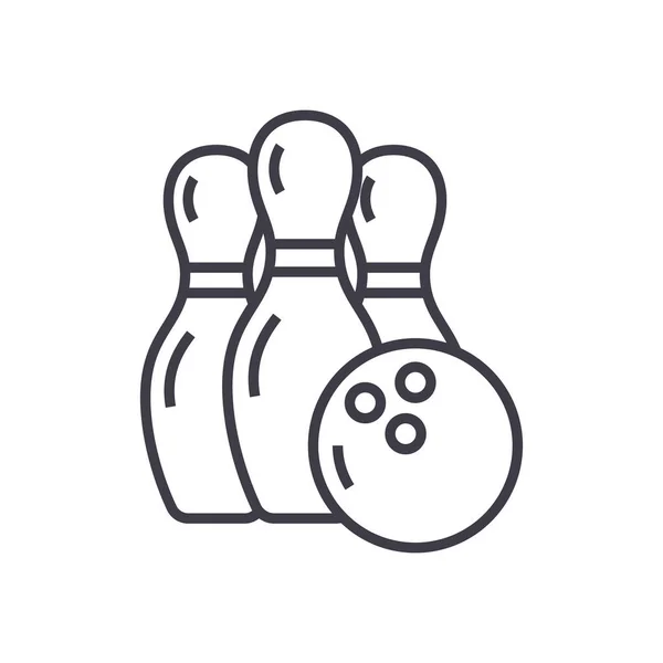 Bowling Vektor Linie Symbol, Zeichen, Abbildung auf dem Hintergrund, editierbare Striche — Stockvektor