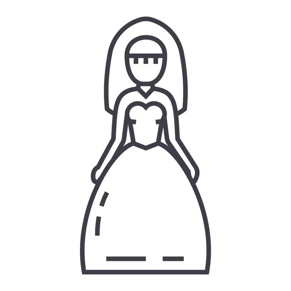 Знак векторной линии невесты, знак, иллюстрация на заднем плане, редактируемые штрихи — стоковый вектор