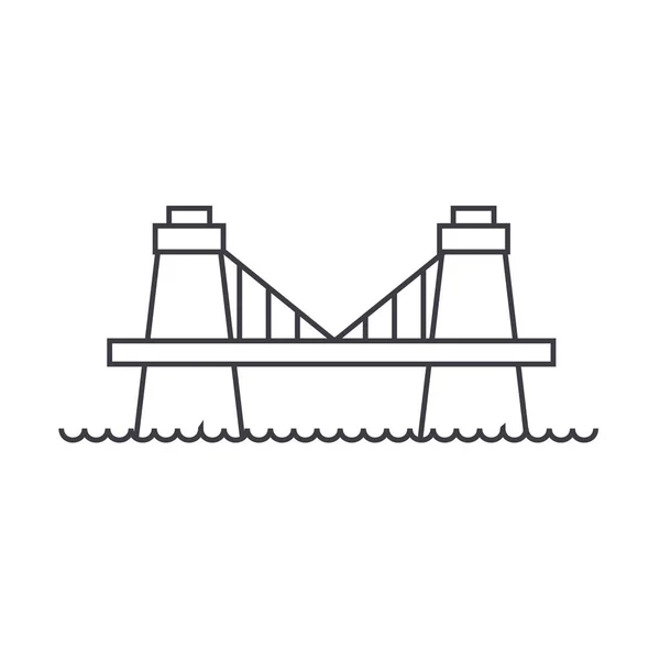 British bridge vector line icon, sign, illustration on background, editable strokes — Stock Vector