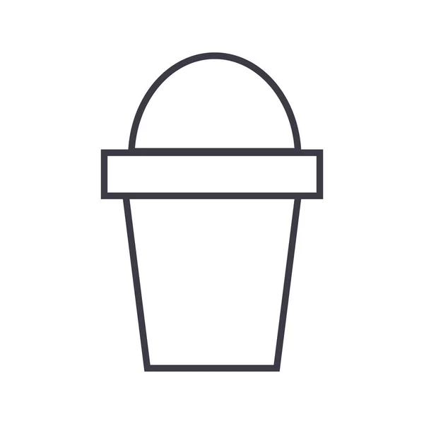 Bucket-Vektor-Liniensymbol, Zeichen, Abbildung im Hintergrund, editierbare Striche — Stockvektor
